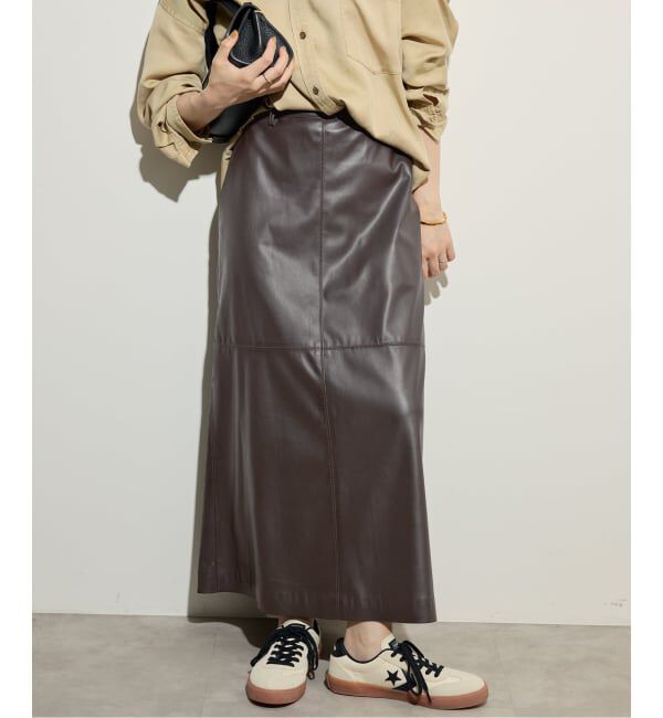 SLOBE IENA「フェイクレザーフレアスカート」|スカート|