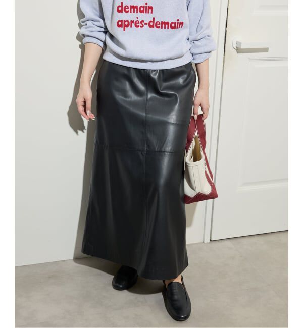 SLOBE IENA「フェイクレザーフレアスカート」|スカート|