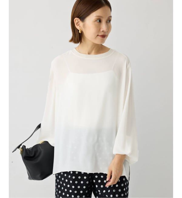 IENA「《追加》ジョーゼットリブネックブラウス」|シャツ・ブラウス|