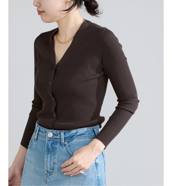 IENA「《新色/追加》ECO SPLASH リブVネックカーディガン」|カーディガン|