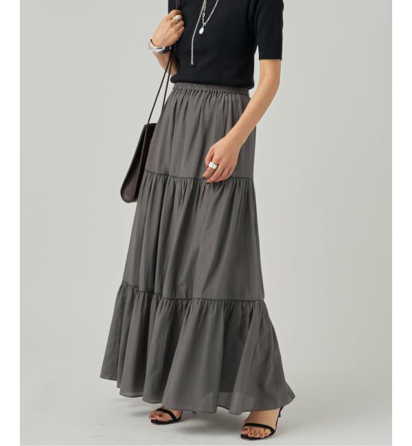 VERMEIL par iena「《予約》Airy ティアードスカート」|スカート|グレー