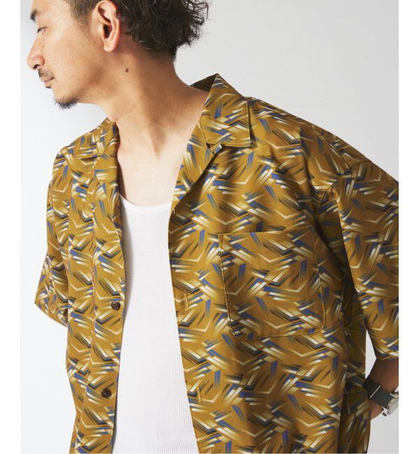 JOURNAL STANDARD relume「ホールパターン プリント オープンカラーシャツ」|シャツ・ブラウス|マスタード