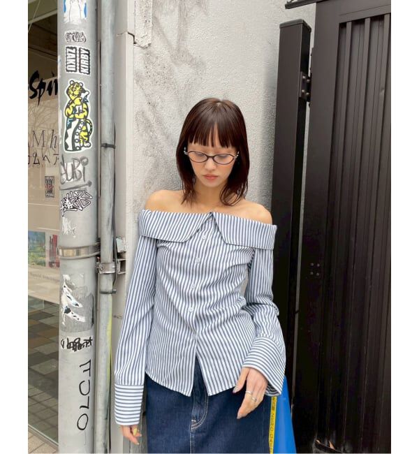 Oriens JOURNAL STANDARD「《予約》オフショルダーシャツ」|シャツ・ブラウス|ブルー