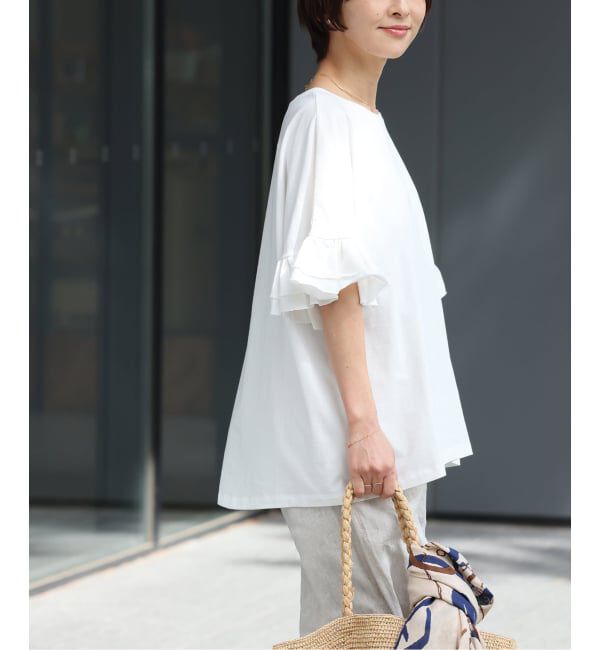JOURNAL STANDARD relume「《追加予約》コットンダブルフリルTEE」|Tシャツ・カットソー|ホワイト