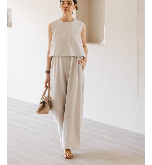 NOBLE「《追加》ダブルクレープスリーブレスオールインワン2」|オールインワン|