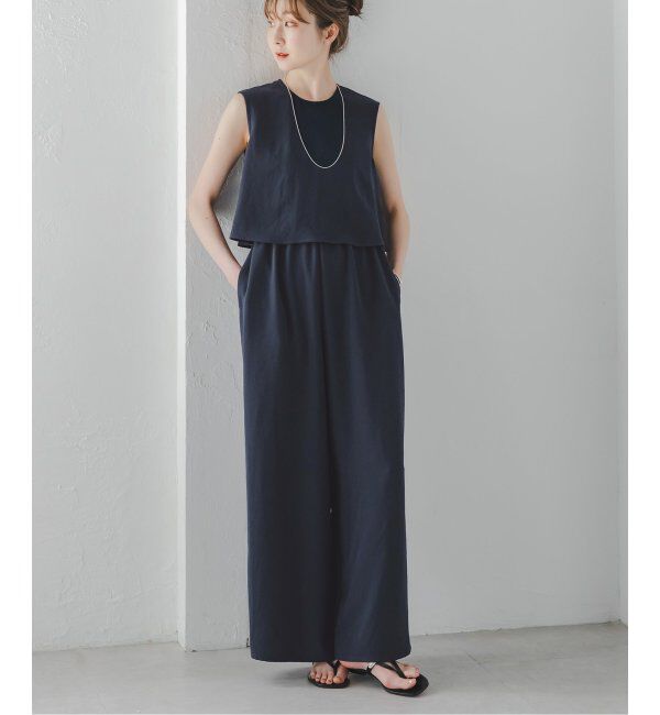 NOBLE「《追加》ダブルクレープスリーブレスオールインワン2」|オールインワン|