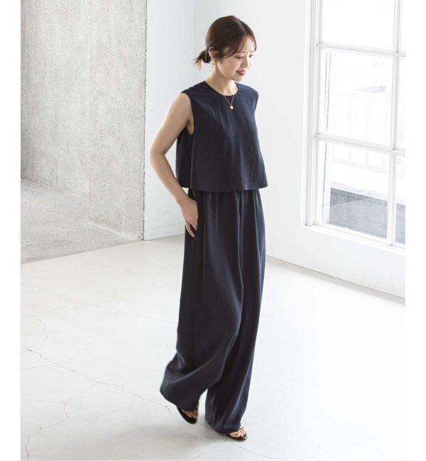 NOBLE「《追加》ダブルクレープスリーブレスオールインワン2」|オールインワン|