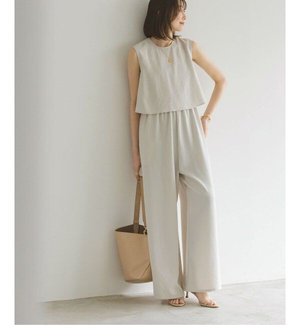 NOBLE「《追加》ダブルクレープスリーブレスオールインワン2」|オールインワン|