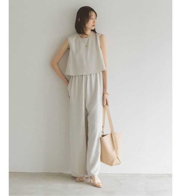 NOBLE「《追加》ダブルクレープスリーブレスオールインワン2」|オールインワン|