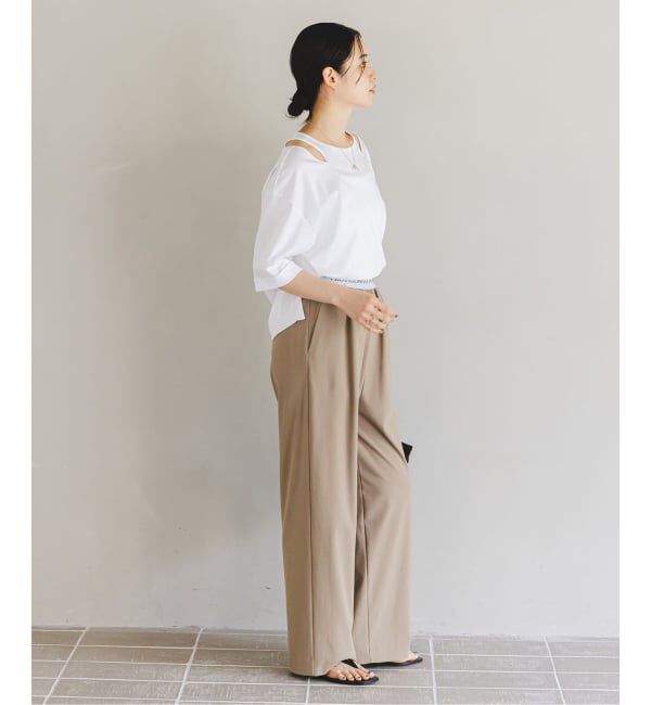 NOBLE「Room no.8/ルームエイト スムースコットンネックオープントップス」|Tシャツ・カットソー|