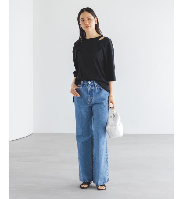 NOBLE「Room no.8/ルームエイト スムースコットンネックオープントップス」|Tシャツ・カットソー|