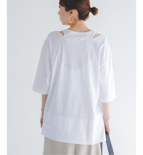 NOBLE「Room no.8/ルームエイト スムースコットンネックオープントップス」|Tシャツ・カットソー|