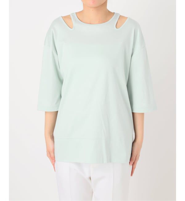 NOBLE「Room no.8/ルームエイト スムースコットンネックオープントップス」|Tシャツ・カットソー|