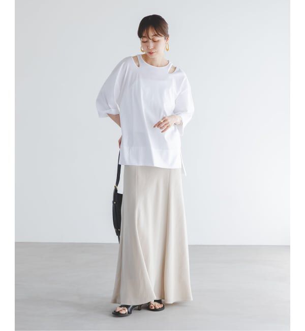 NOBLE「Room no.8/ルームエイト スムースコットンネックオープントップス」|Tシャツ・カットソー|