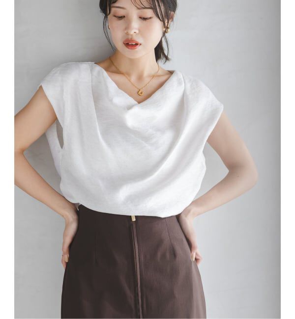 NOBLE「《予約・セットアップ対応》ファジーリネンタックショルダーブラウス」|シャツ・ブラウス|ホワイト