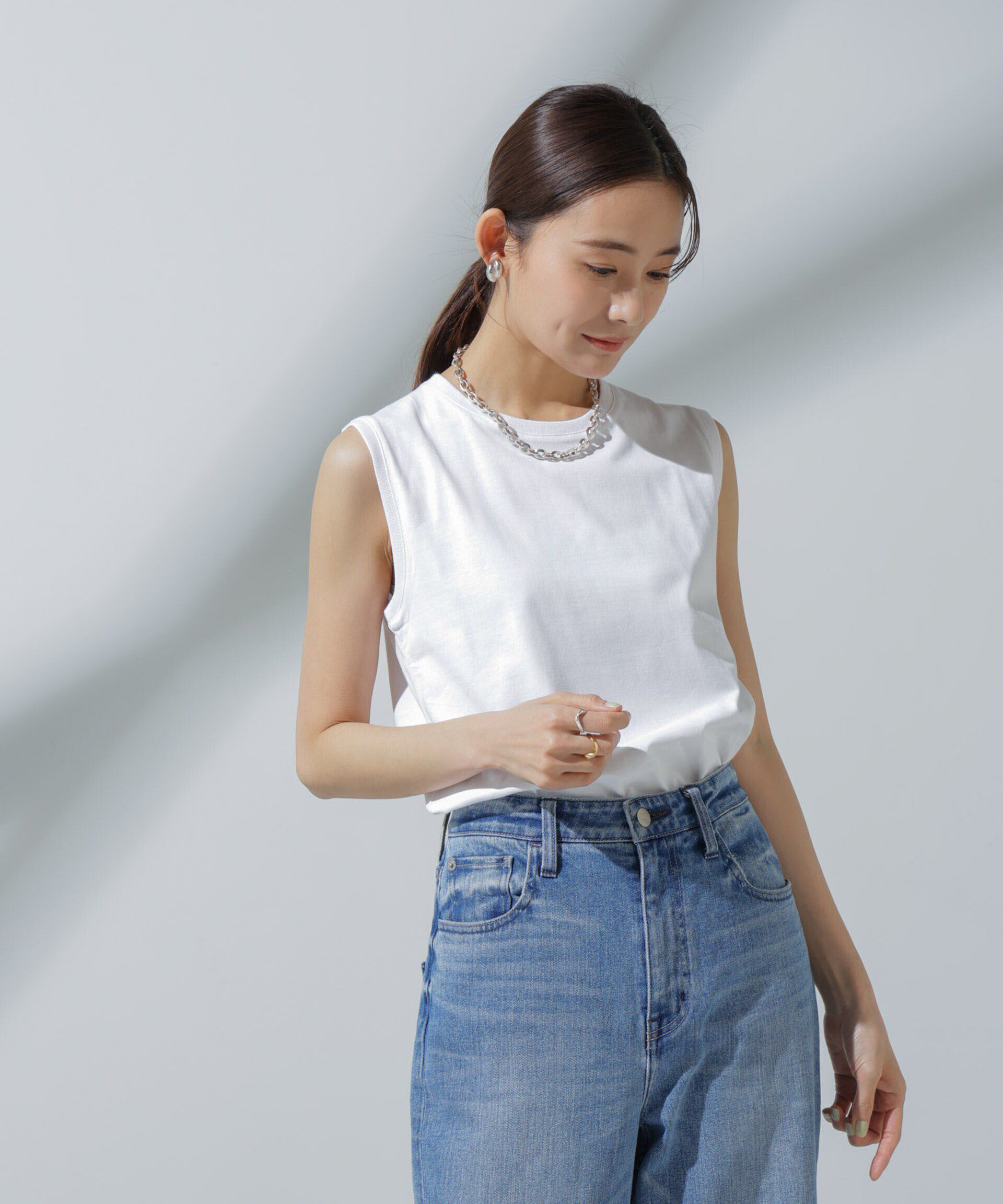 nano･universe「Anti Soaked(R) 汗染み防止 ノースリーブTシャツ」|Tシャツ・カットソー|