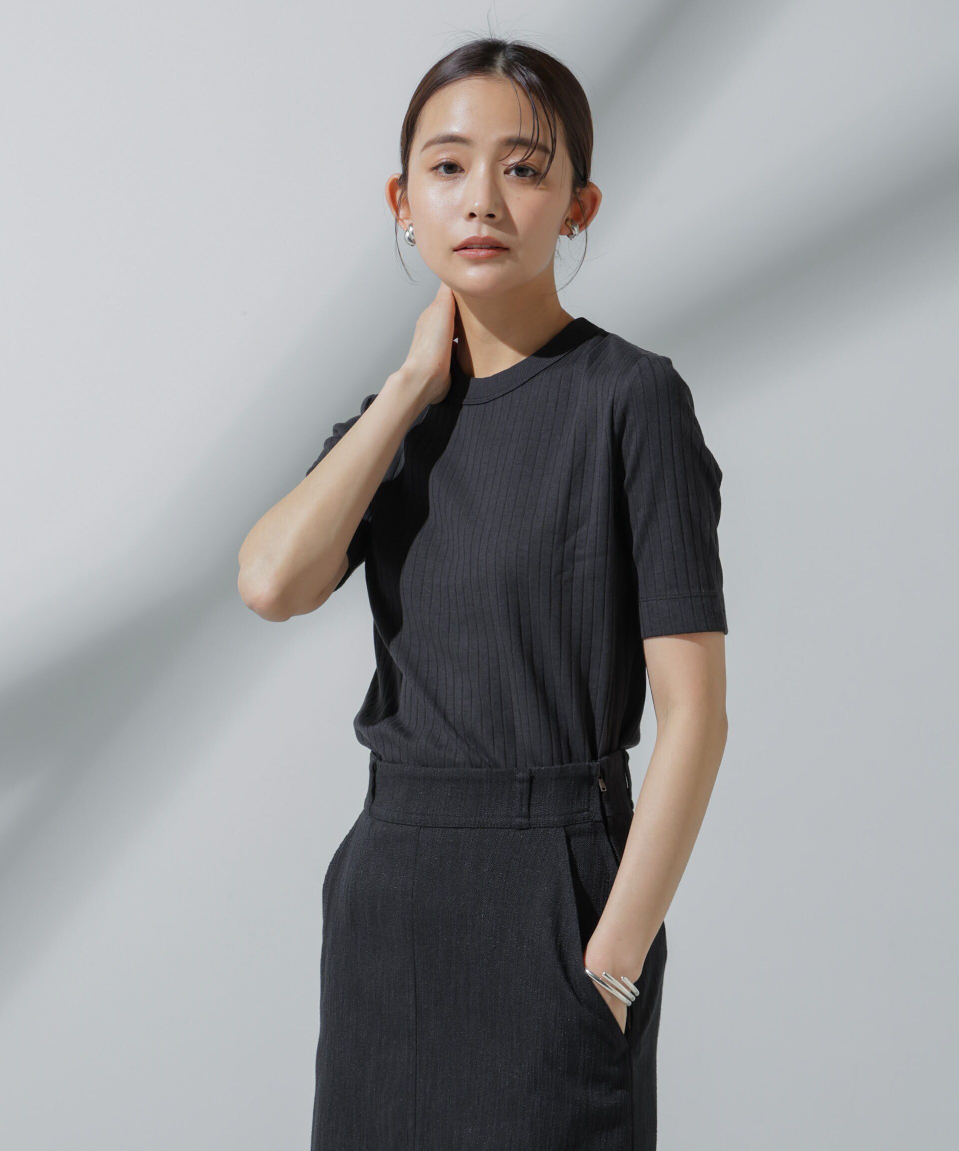 nano･universe「Anti Soaked(R) 汗染み防止 クルーネックリブTシャツ」|Tシャツ・カットソー|