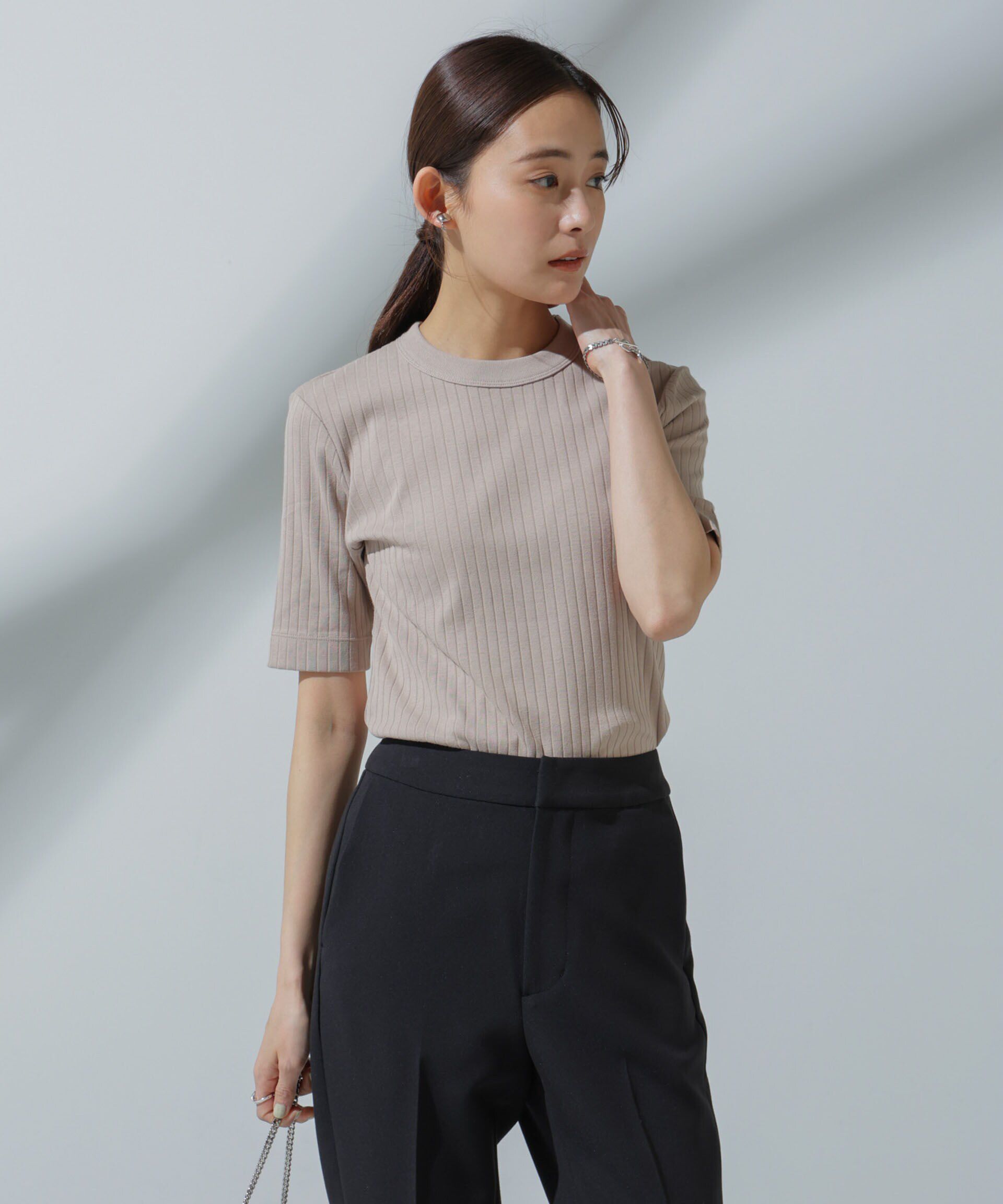 nano･universe「Anti Soaked(R) 汗染み防止 クルーネックリブTシャツ」|Tシャツ・カットソー|