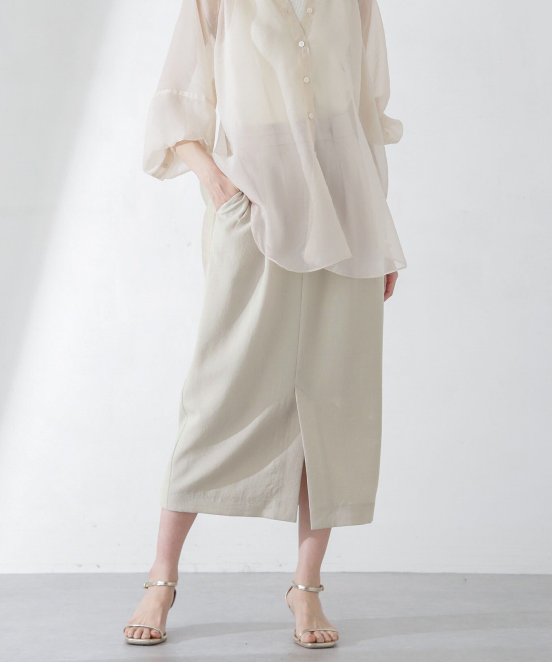 nano･universe「<洗濯機使用可><ﾉﾝｱｲﾛﾝ>ﾒﾗﾝｼﾞﾄﾞﾗｲ ｿﾌﾄｺｸｰﾝｽｶｰ  」|スカート|