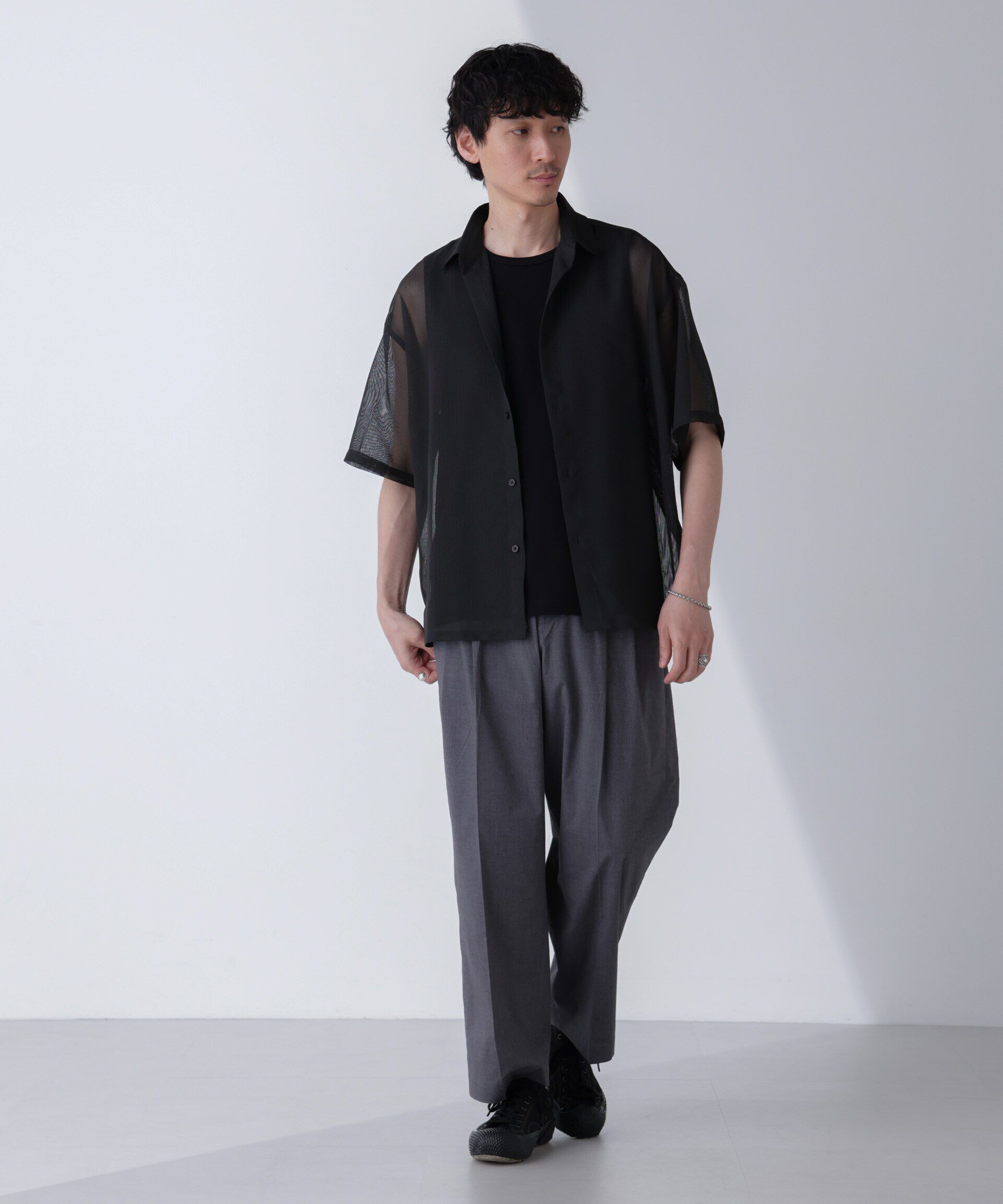 nano･universe「レギュラーカラーテックメッシュシャツ 半袖」|シャツ・ブラウス|