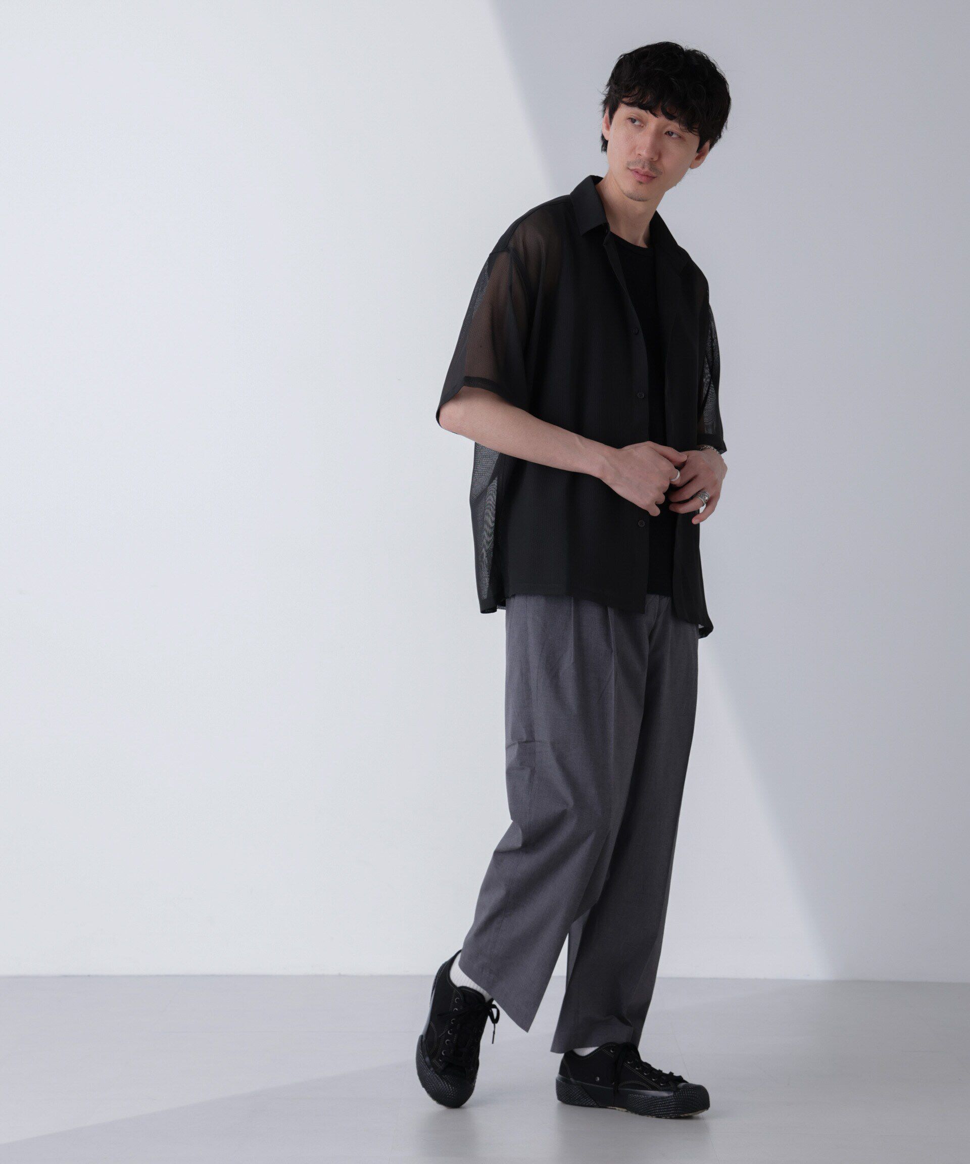 nano･universe「レギュラーカラーテックメッシュシャツ 半袖」|シャツ・ブラウス|