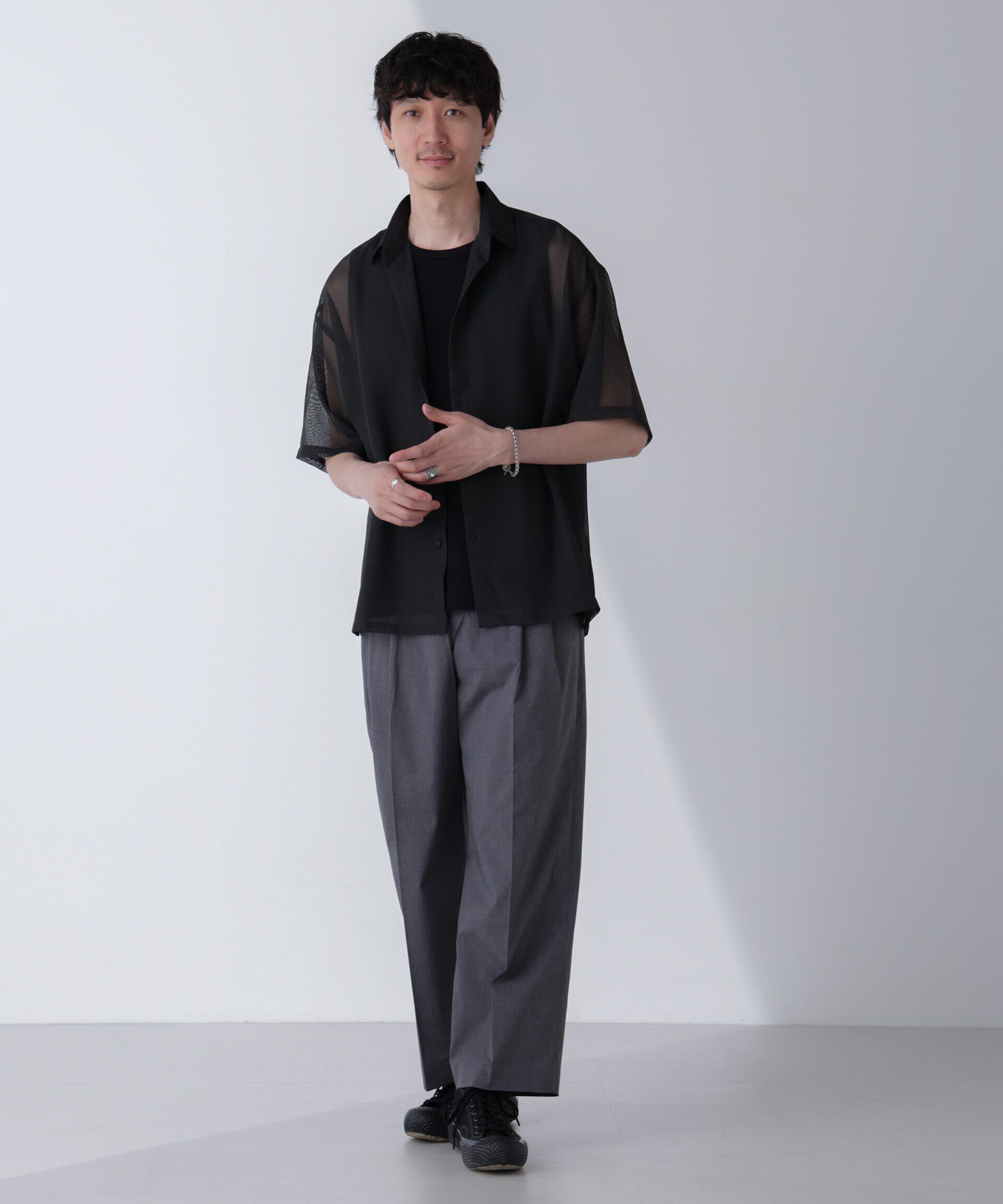 nano･universe「レギュラーカラーテックメッシュシャツ 半袖」|シャツ・ブラウス|