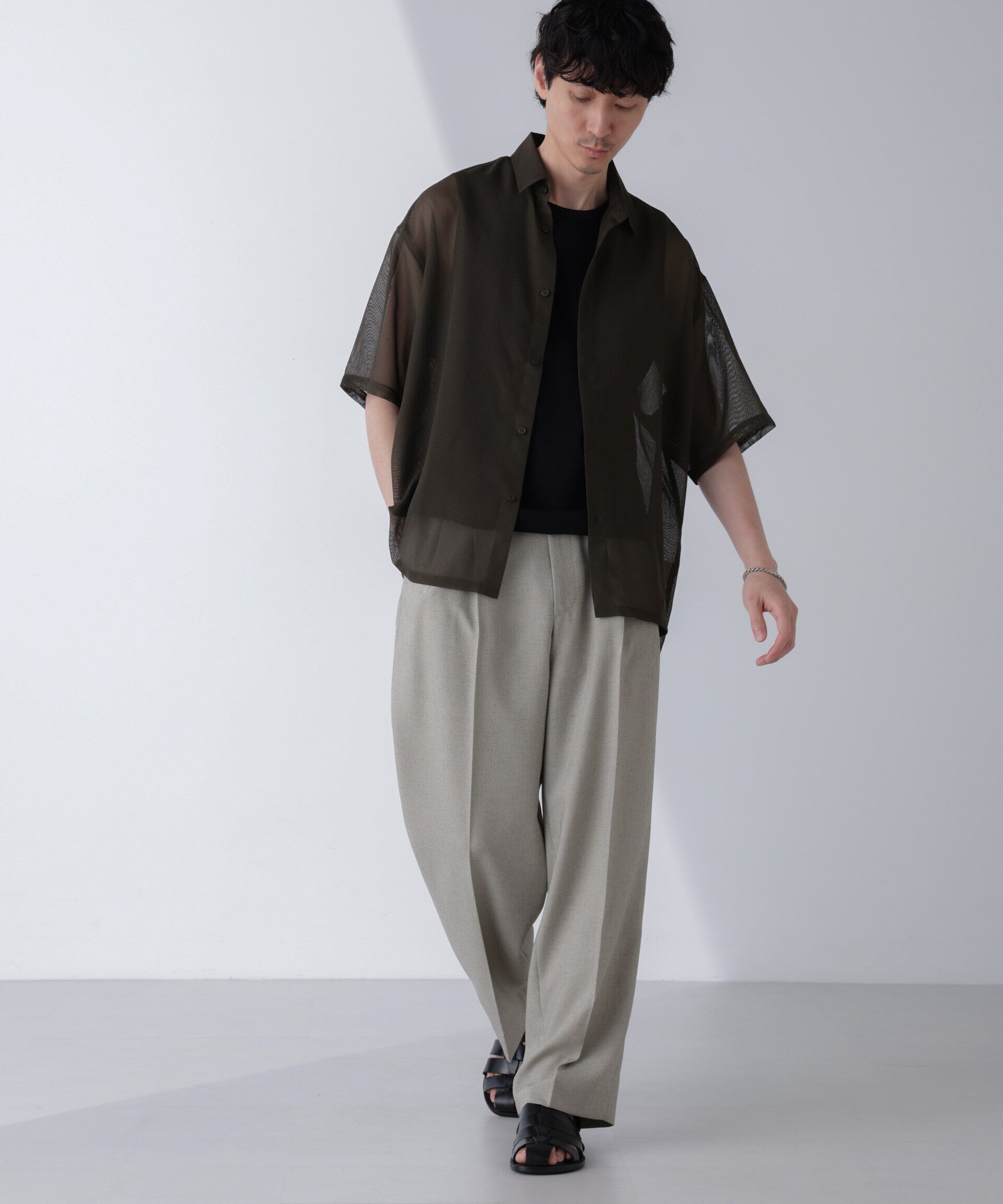 nano･universe「レギュラーカラーテックメッシュシャツ 半袖」|シャツ・ブラウス|