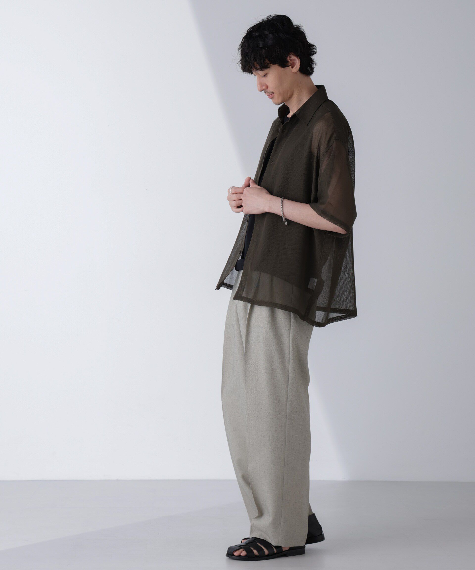 nano･universe「レギュラーカラーテックメッシュシャツ 半袖」|シャツ・ブラウス|