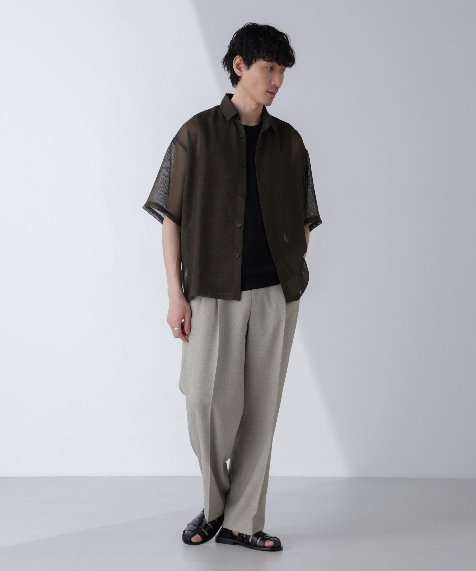 nano･universe「レギュラーカラーテックメッシュシャツ 半袖」|シャツ・ブラウス|