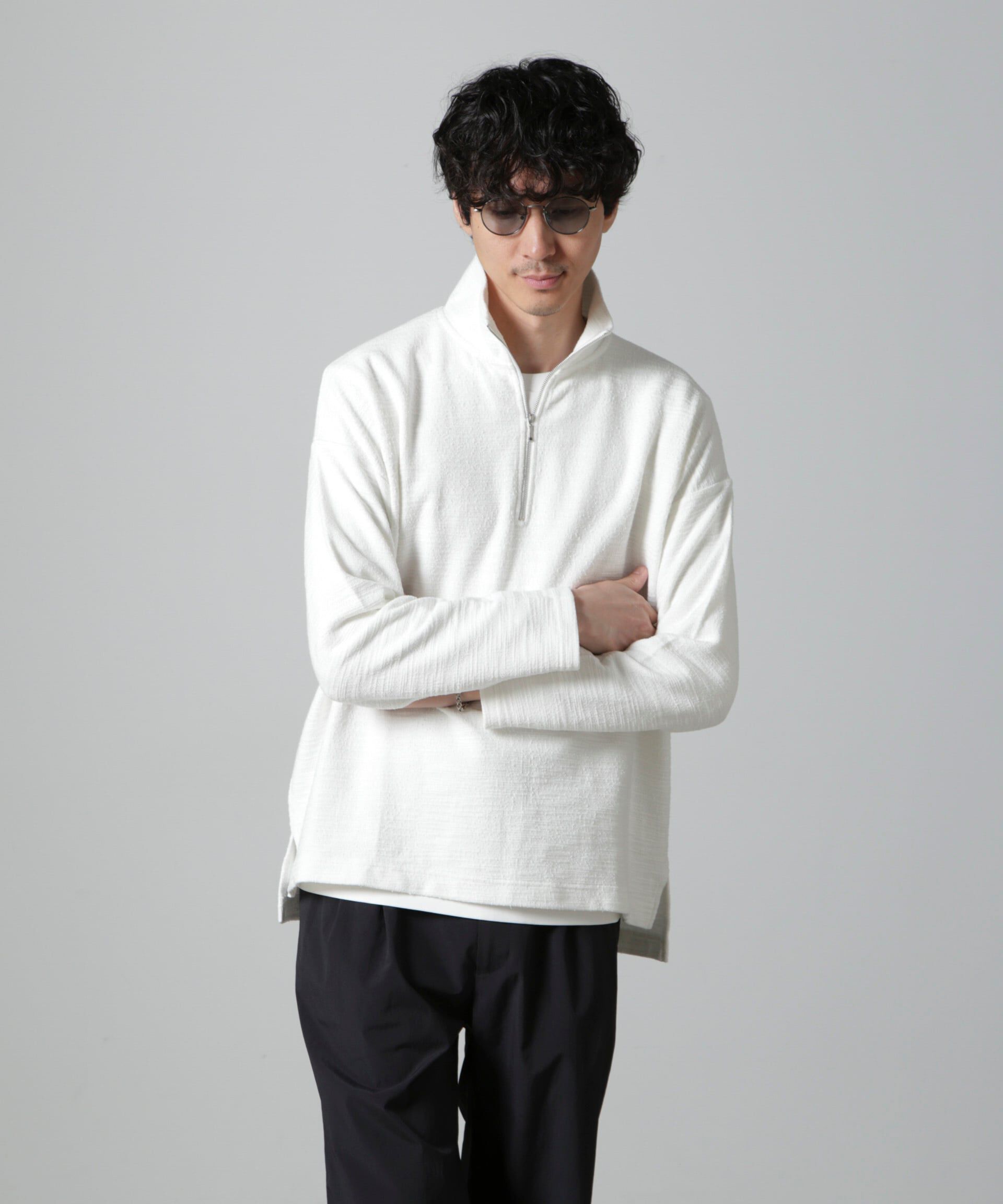 nano･universe「ブークレジャガード ハーフZIP 長袖」|Tシャツ・カットソー|ホワイト