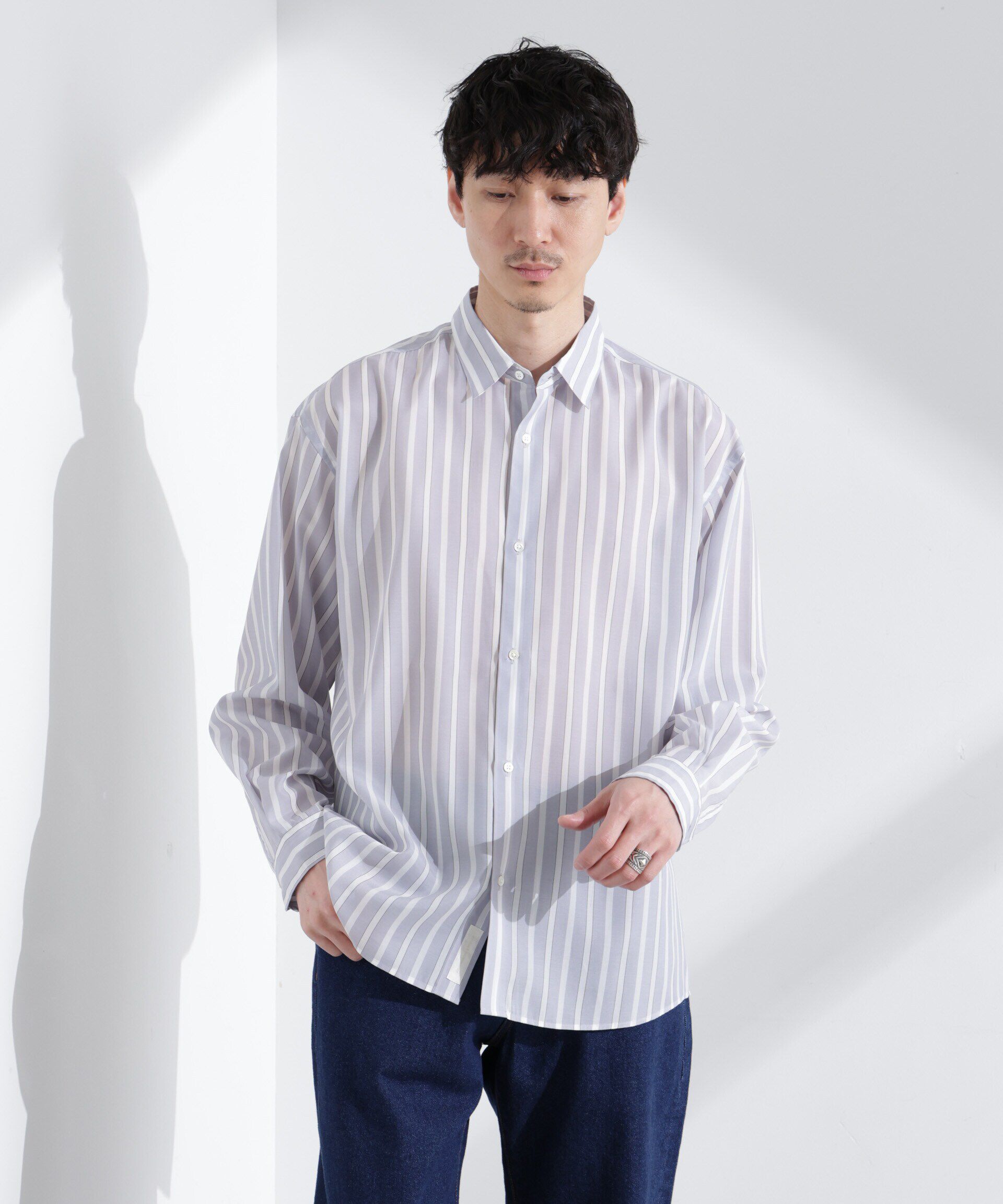 nano･universe「「大人のワイドシャツ」レギュラーカラー ストライプ 長袖」|シャツ・ブラウス|