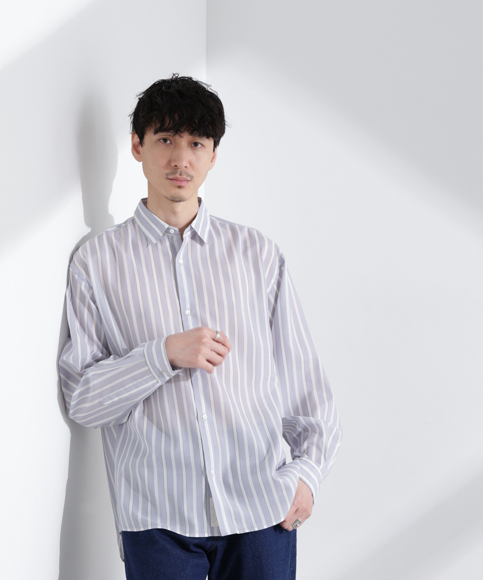 nano･universe「「大人のワイドシャツ」レギュラーカラー ストライプ 長袖」|シャツ・ブラウス|