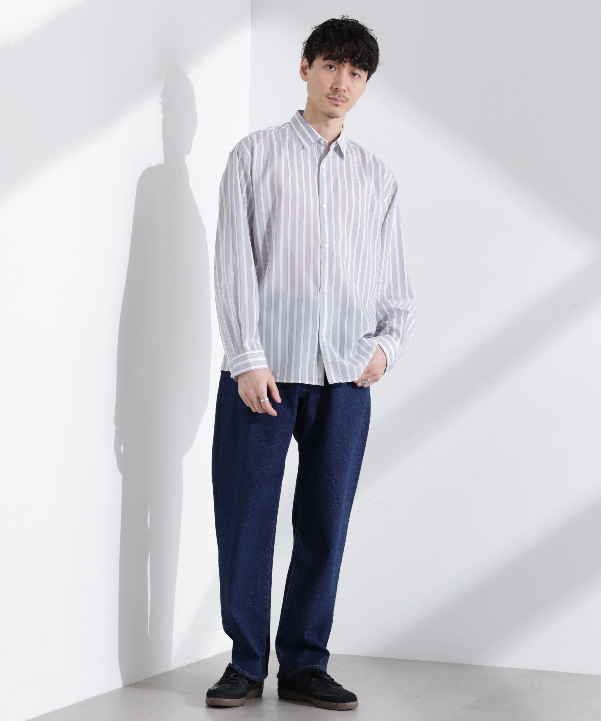 nano･universe「「大人のワイドシャツ」レギュラーカラー ストライプ 長袖」|シャツ・ブラウス|
