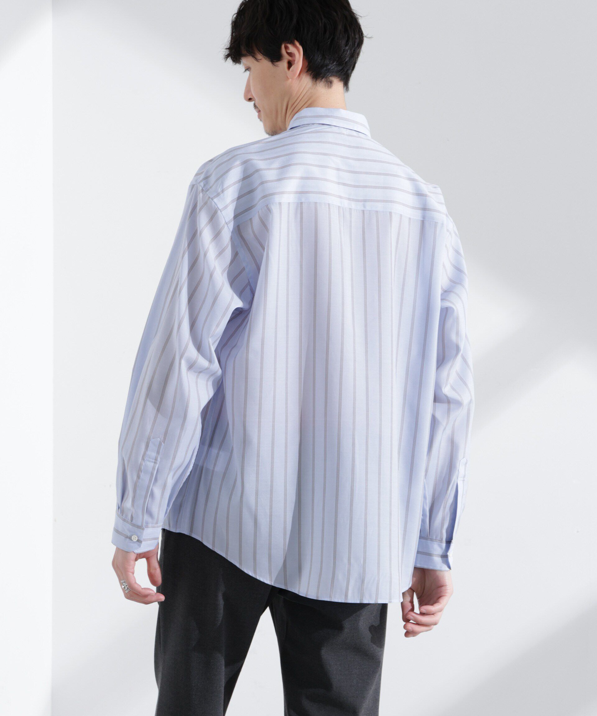 nano･universe「「大人のワイドシャツ」レギュラーカラー ストライプ 長袖」|シャツ・ブラウス|