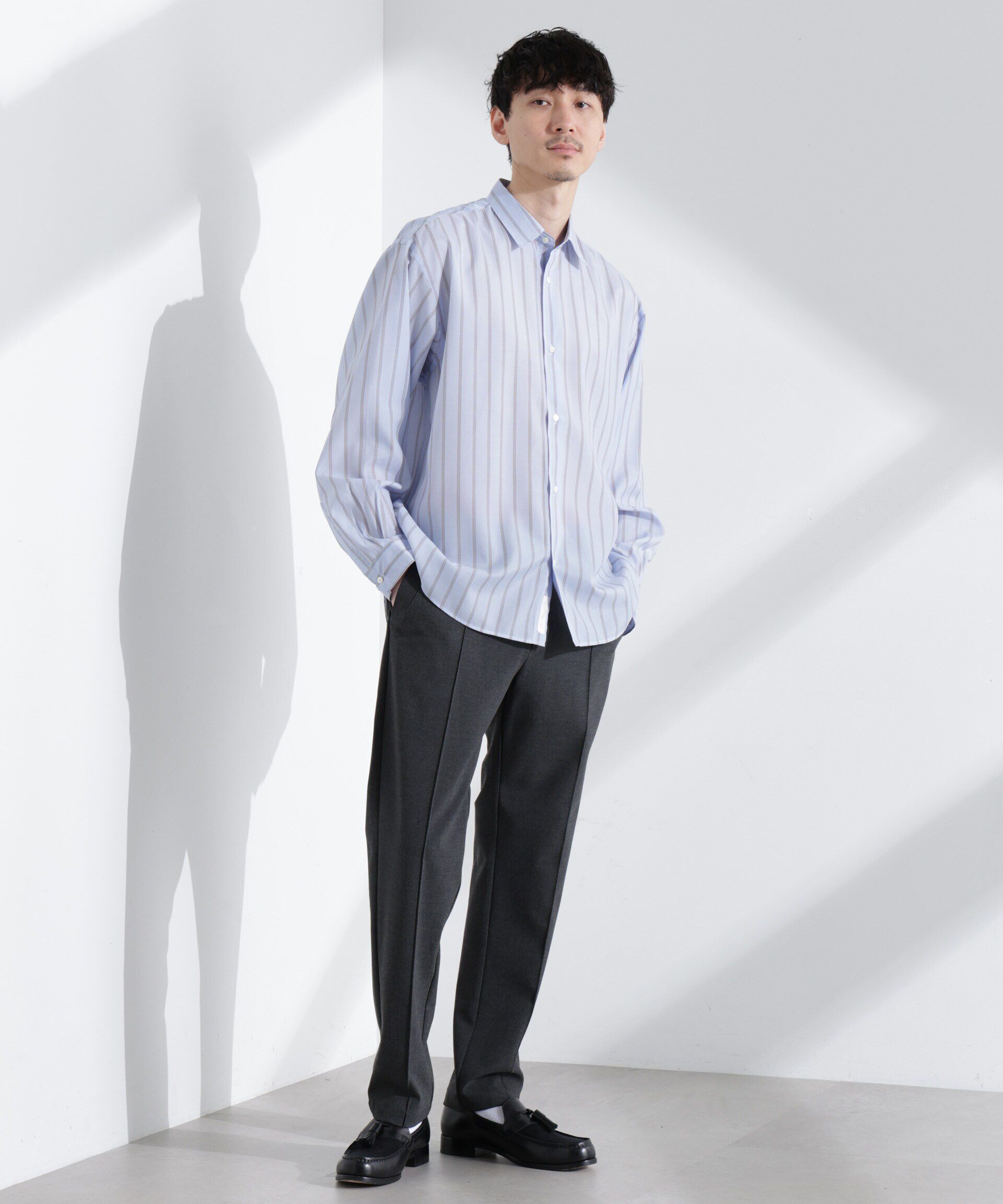 nano･universe「「大人のワイドシャツ」レギュラーカラー ストライプ 長袖」|シャツ・ブラウス|