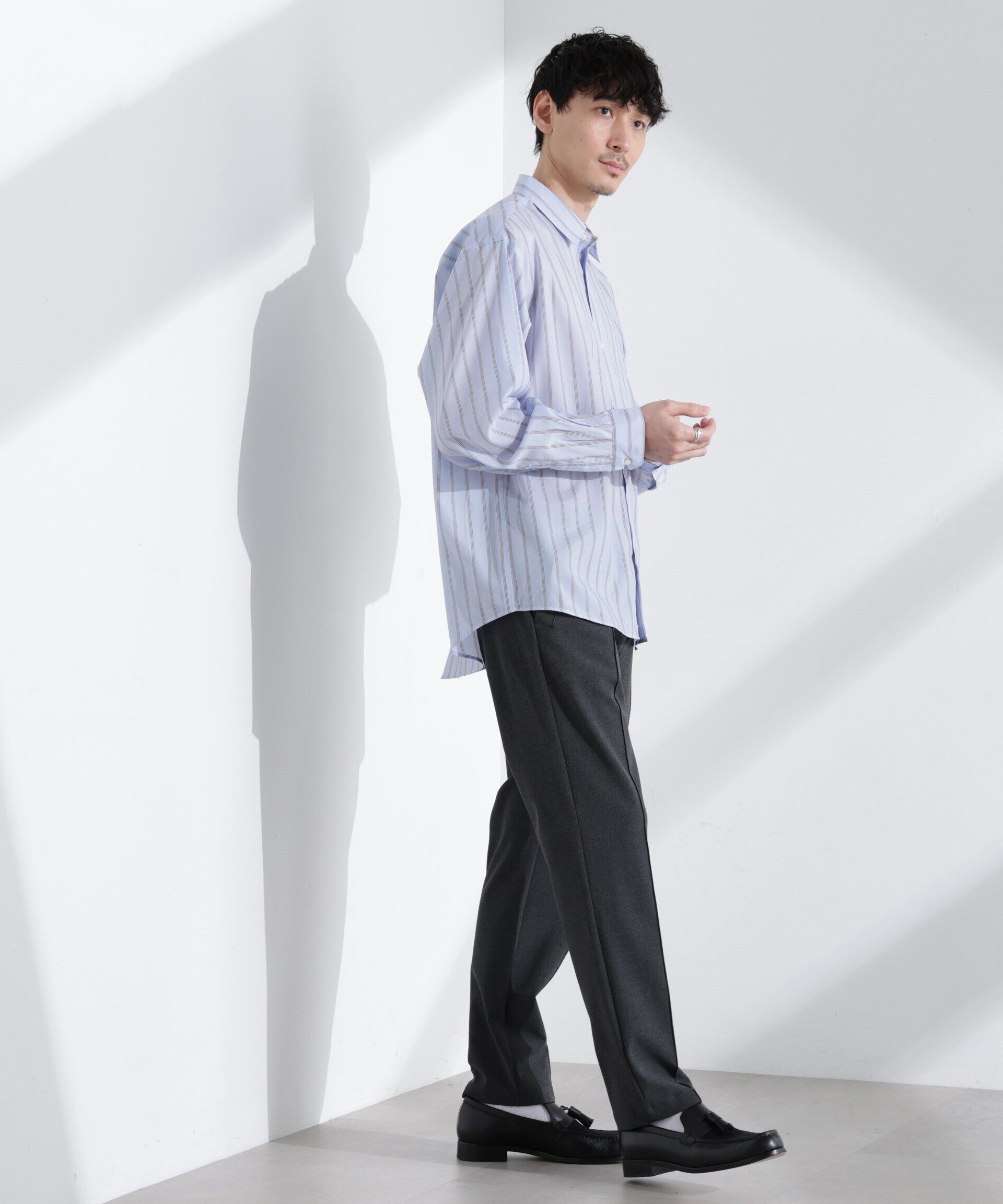 nano･universe「「大人のワイドシャツ」レギュラーカラー ストライプ 長袖」|シャツ・ブラウス|