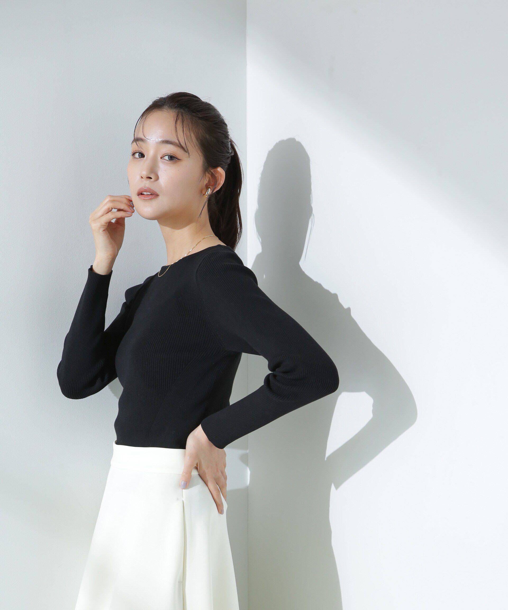 nano･universe「ウォッシャブルハイツイストボートネックリブニット」|ニット・セーター|