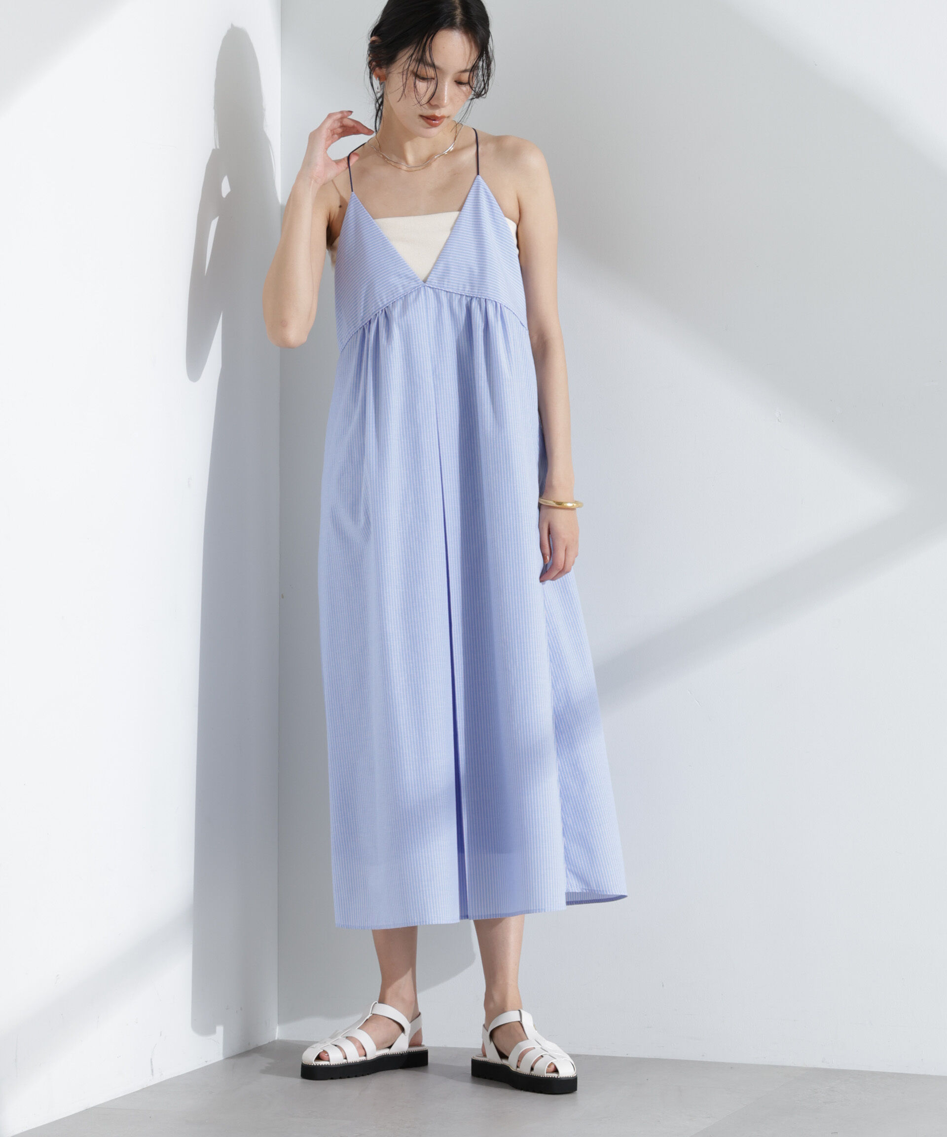 nano･universe「ストライプフレアキャミワンピース」|ワンピース|