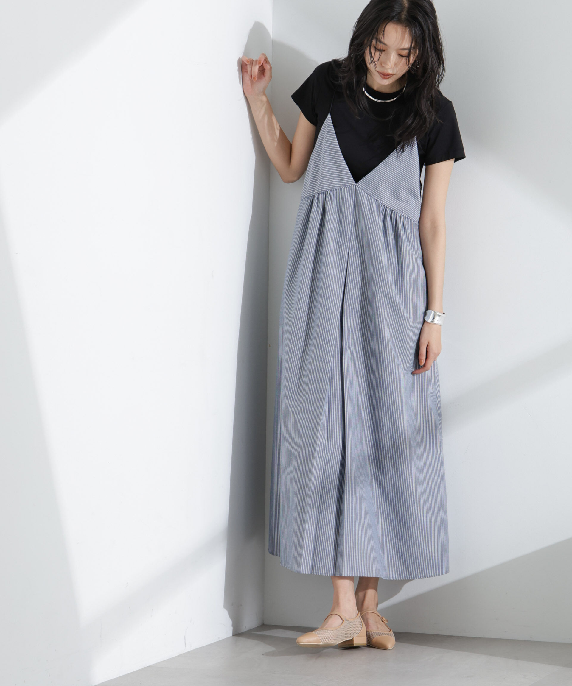 nano･universe「ストライプフレアキャミワンピース」|ワンピース|