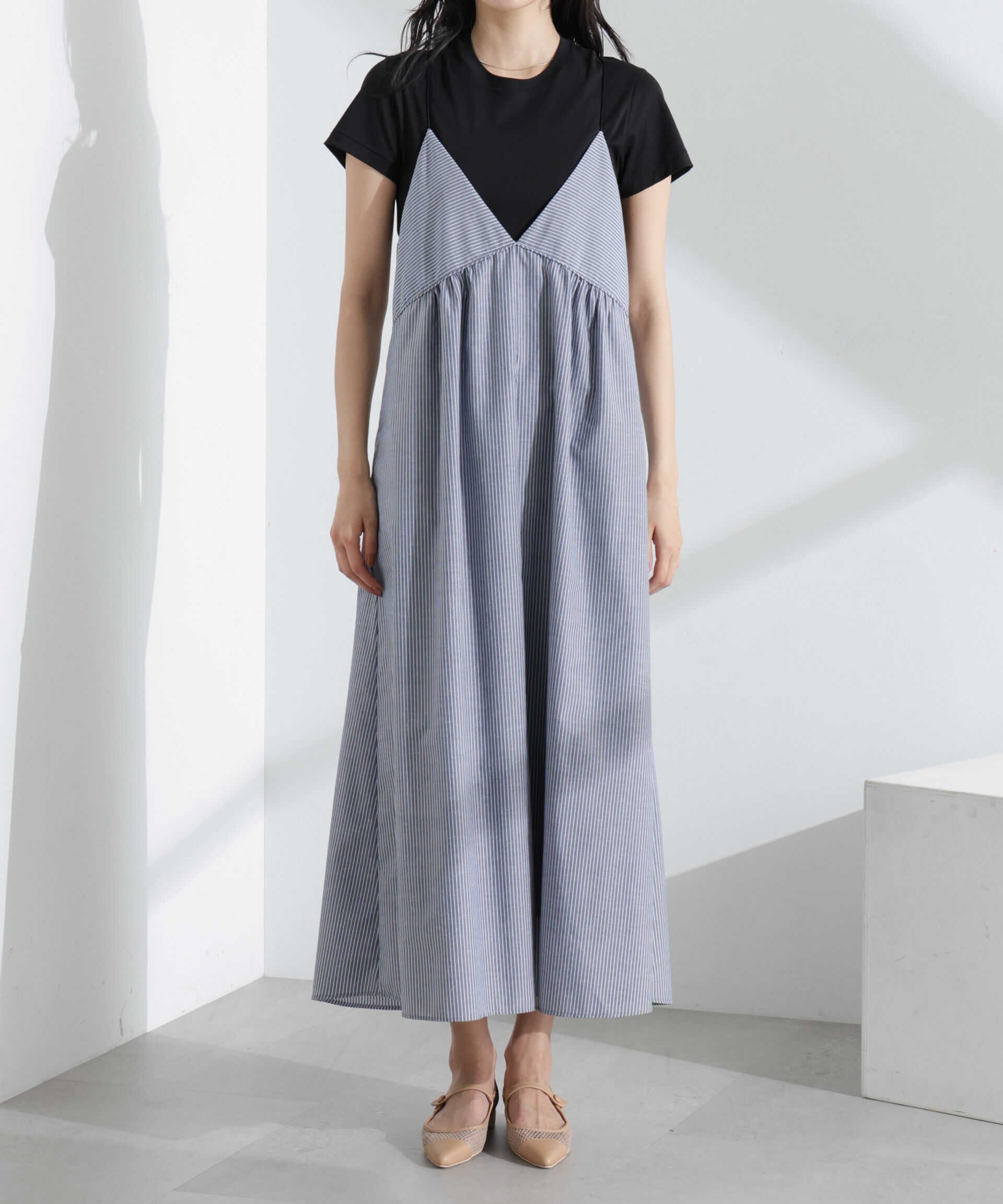 nano･universe「ストライプフレアキャミワンピース」|ワンピース|