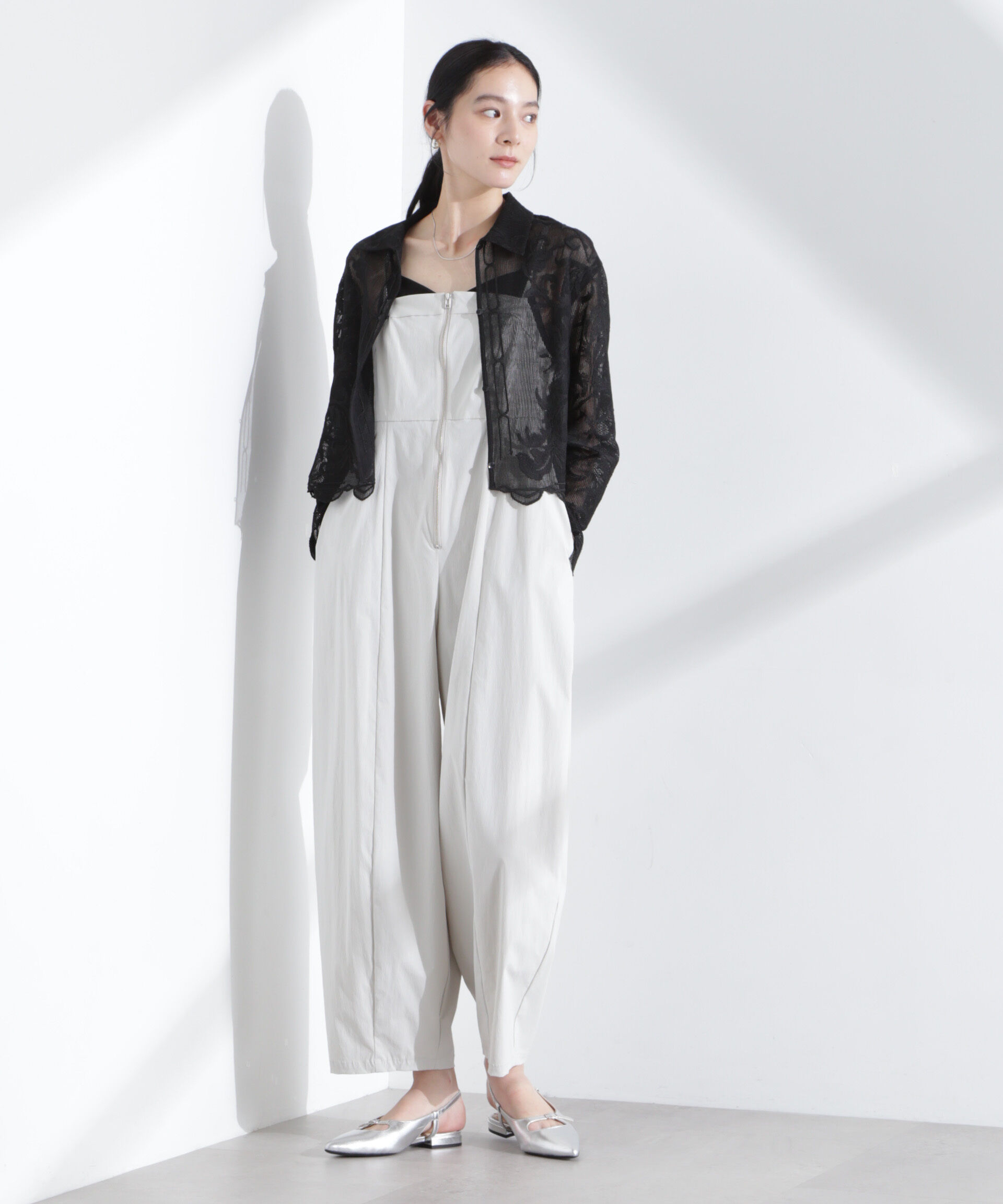 nano･universe「モチーフ刺繍レースシャツ」|シャツ・ブラウス|