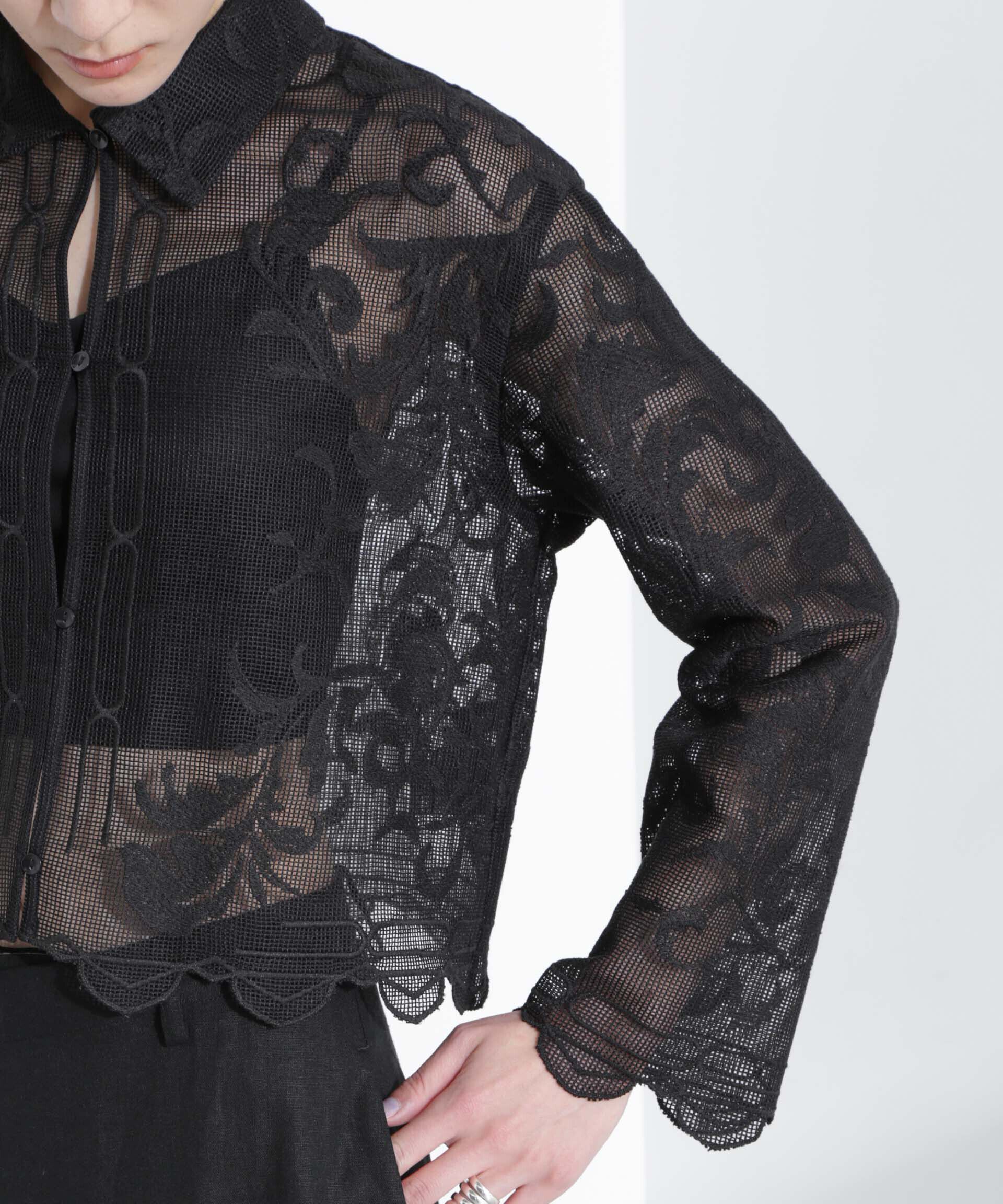 nano･universe「モチーフ刺繍レースシャツ」|シャツ・ブラウス|