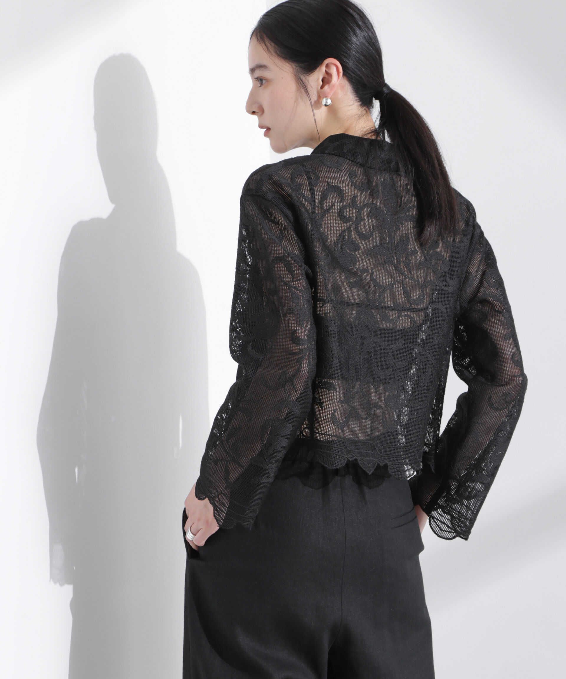 nano･universe「モチーフ刺繍レースシャツ」|シャツ・ブラウス|