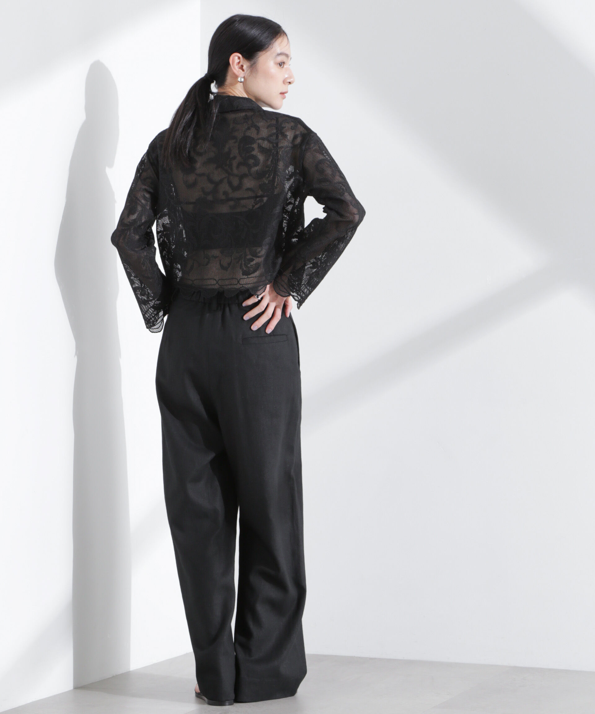 nano･universe「モチーフ刺繍レースシャツ」|シャツ・ブラウス|