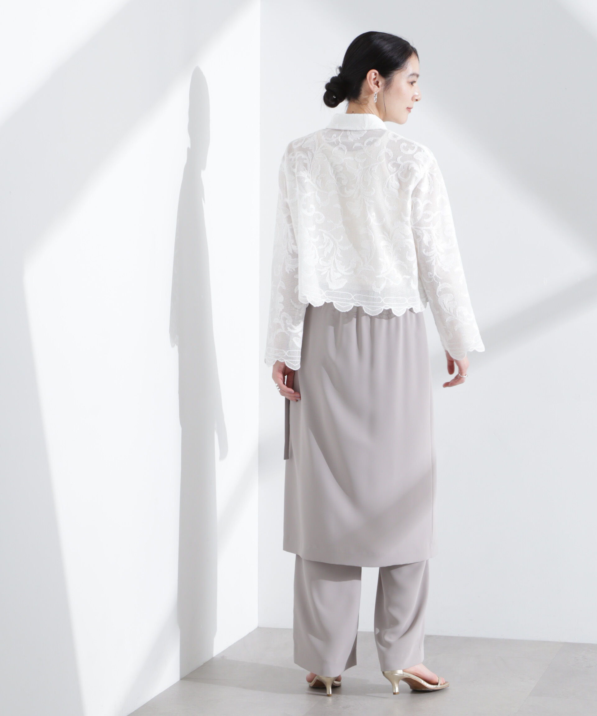 nano･universe「モチーフ刺繍レースシャツ」|シャツ・ブラウス|