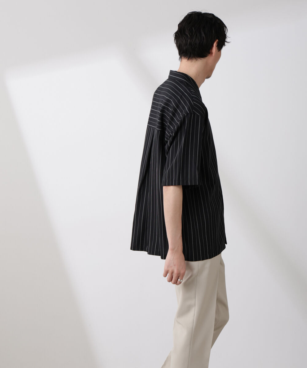 nano･universe「リネンブレンドピンストライプワイドカラーシャツ（セットアップ可)」|シャツ・ブラウス|