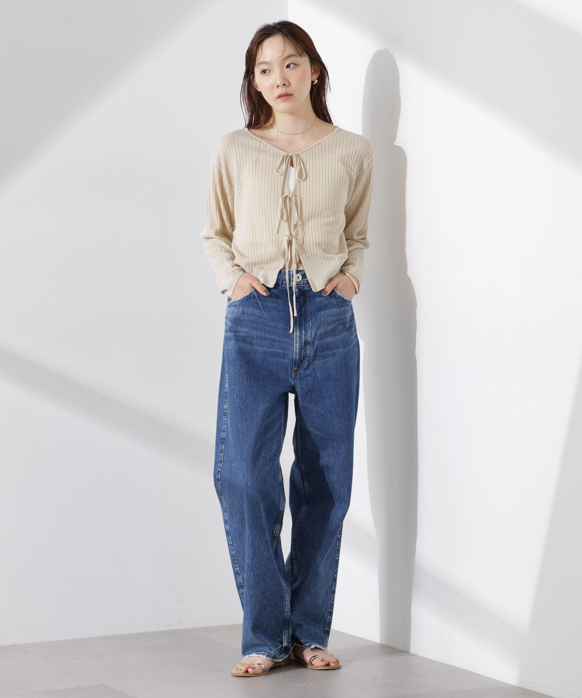 nano･universe「前後2wayリボン開きカーディガン」|ニット・セーター|