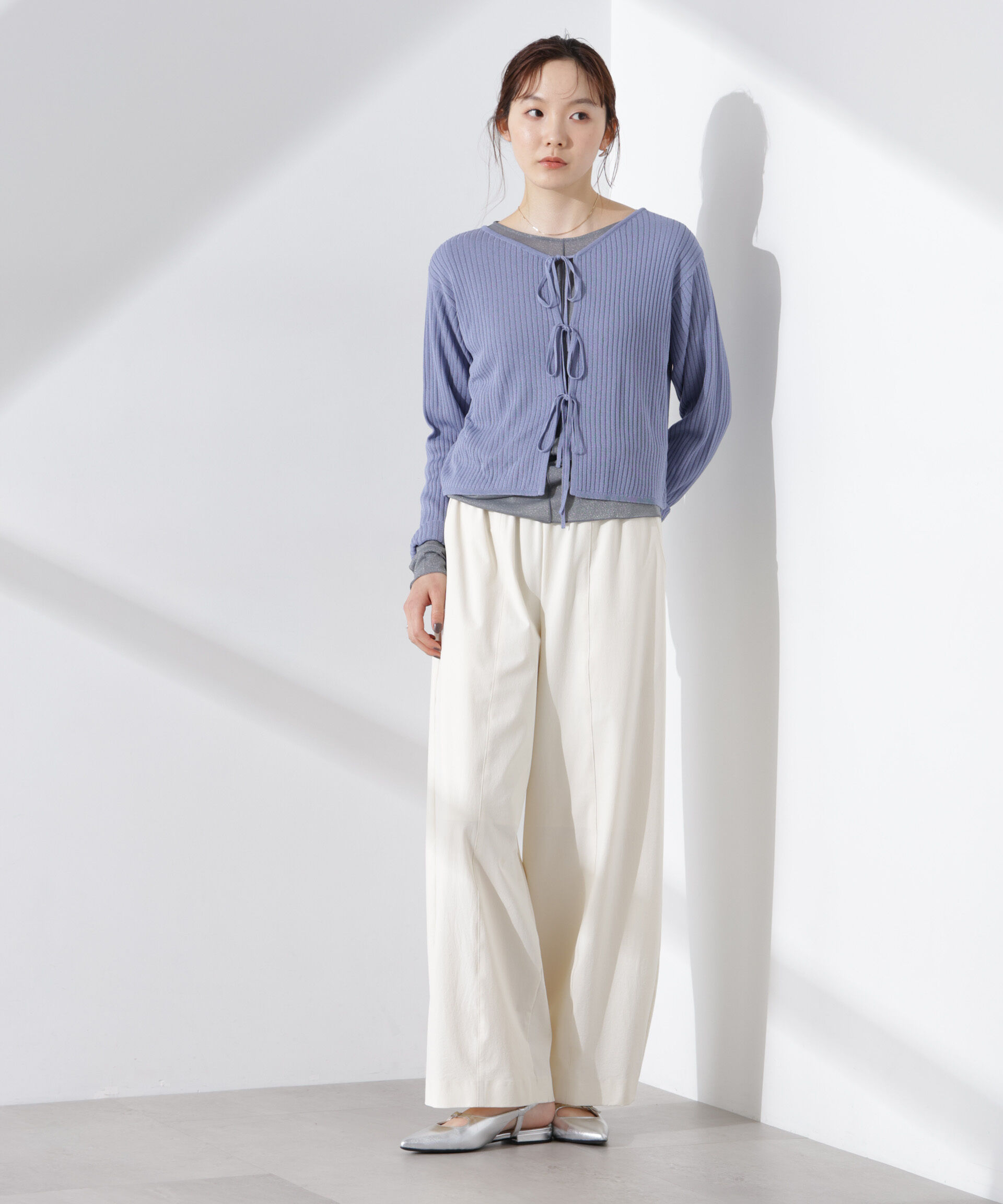 nano･universe「前後2wayリボン開きカーディガン」|ニット・セーター|