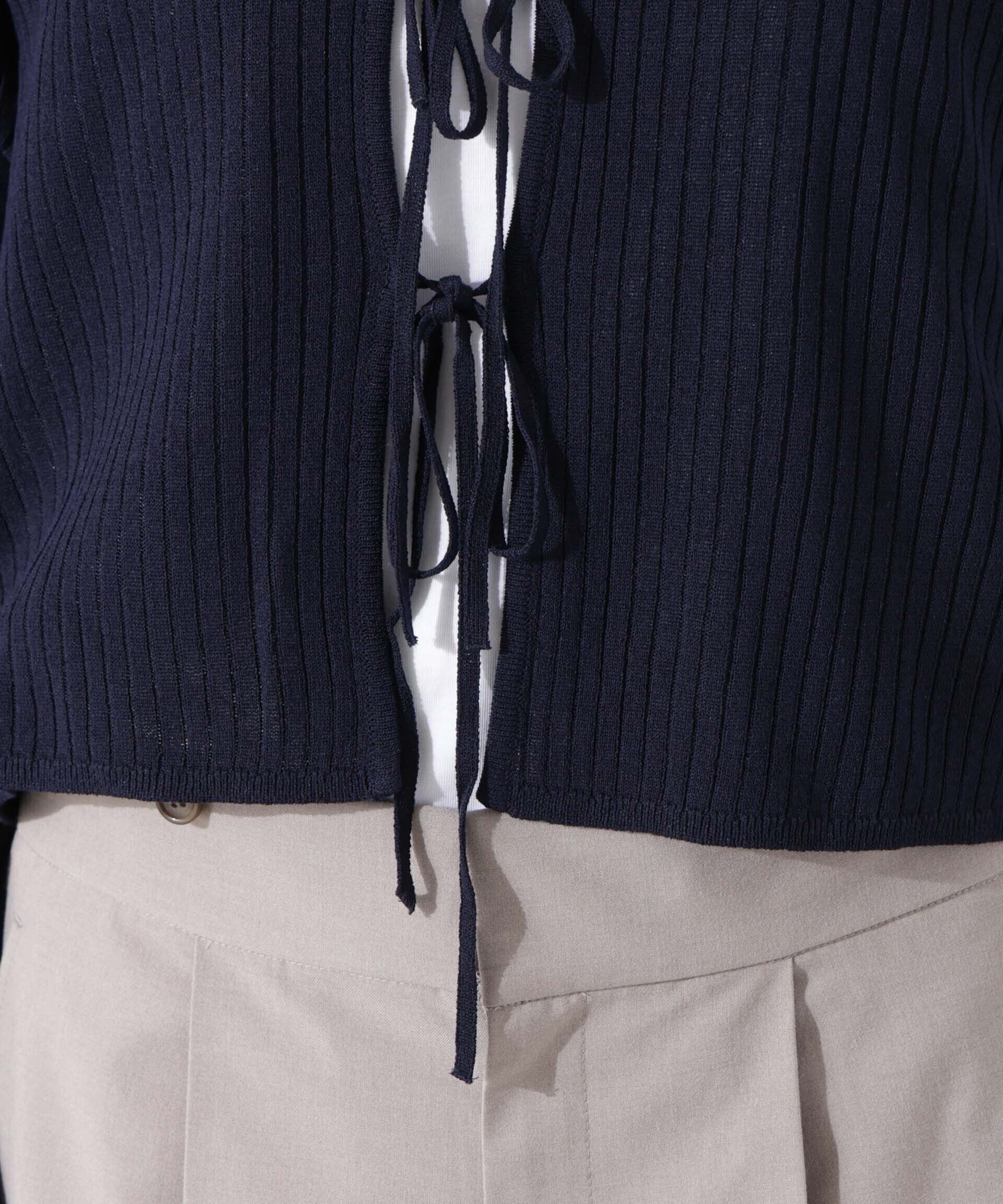 nano･universe「前後2wayリボン開きカーディガン」|ニット・セーター|