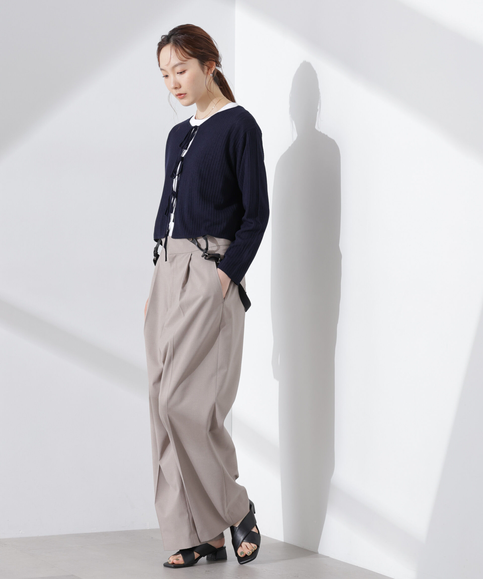 nano･universe「前後2wayリボン開きカーディガン」|ニット・セーター|